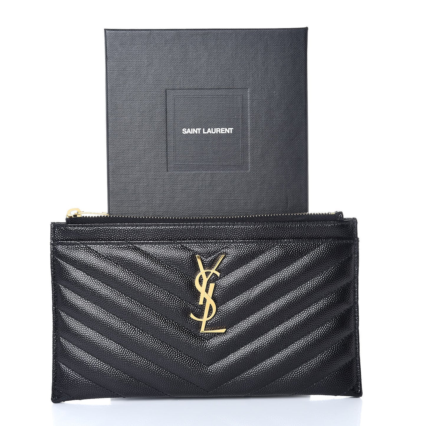 Grain De Poudre Chevron Monogram Bill Pouch Black