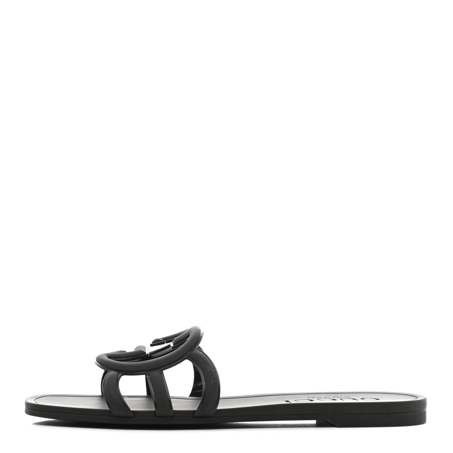 Gucci Rubber Womens Interlocking G Slide Sandals 39 Black 1 of 9