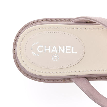 Chanel Suede Pearl Thong Sandals 38 Beige 7 of 8
