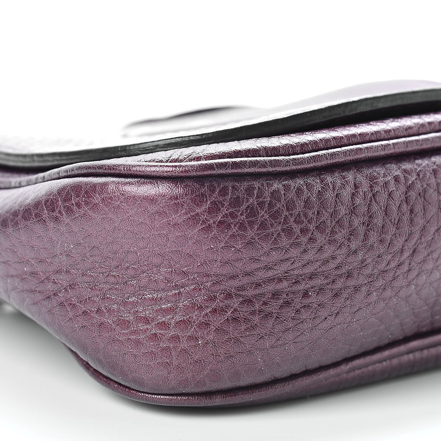 Metallic Pebbled Calfskin Small Soho Flap Crossbody Burgundy