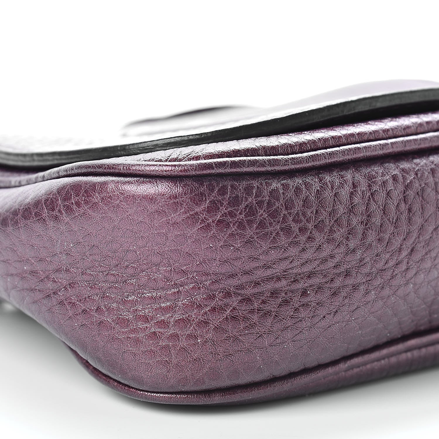 Gucci Metallic Pebbled Calfskin Small Soho Flap Crossbody Burgundy 9 of 14