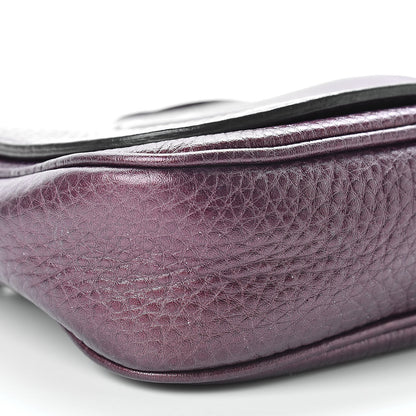 Gucci Metallic Pebbled Calfskin Small Soho Flap Crossbody Burgundy 9 of 14