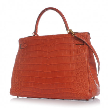 Hermes Matte Niloticus Crocodile Kelly 35 Sanguine 5 of 16