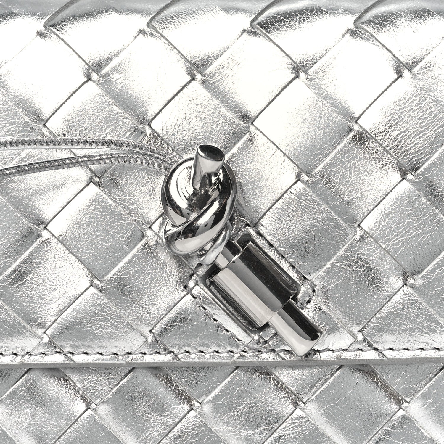 Bottega Veneta Metallic Nappa Intrecciato Long Andiamo Top Handle Silver 6 of 8