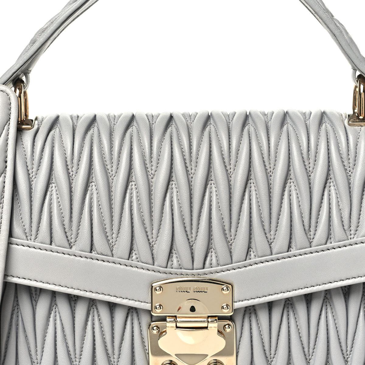 Miu Miu Nappa Confidential Matelasse Top Handle Nube 8 of 10