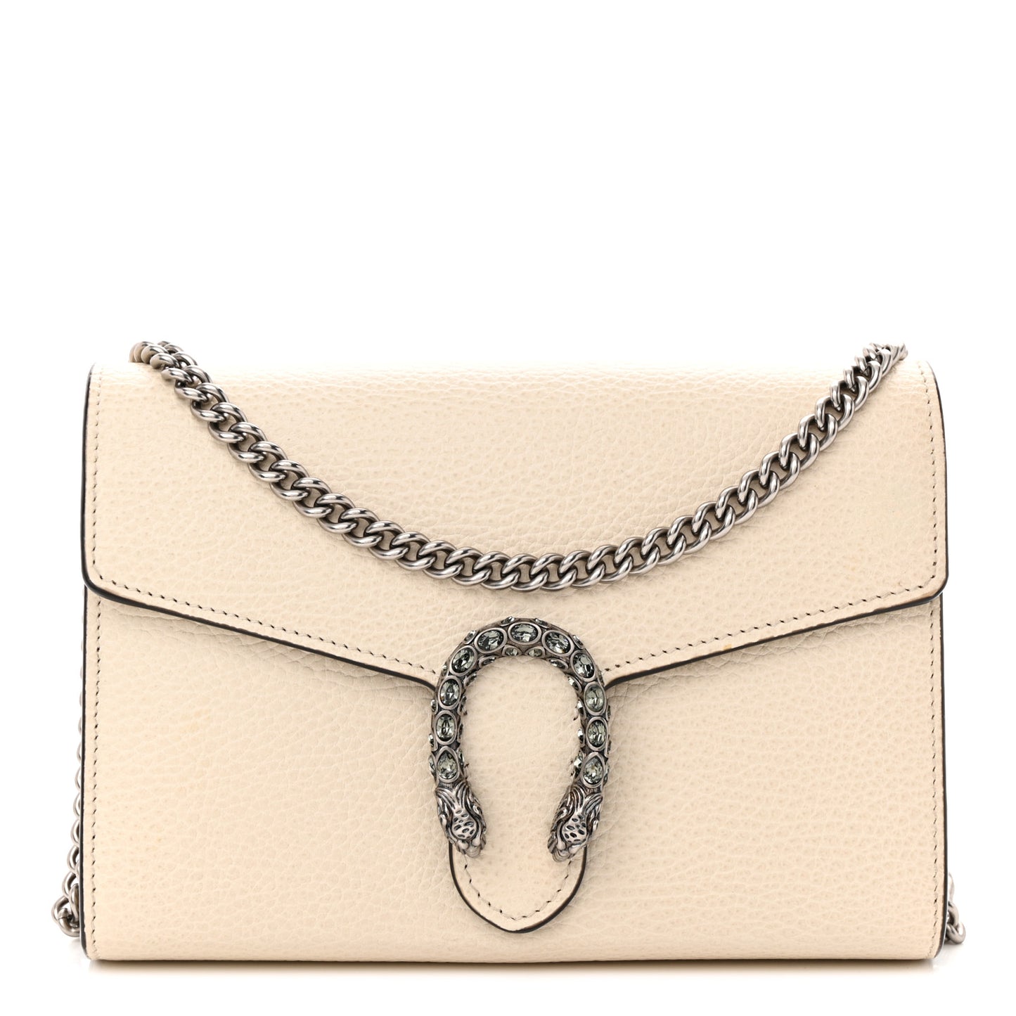 Dollar Calfskin Mini Dionysus Chain Wallet Mystic White