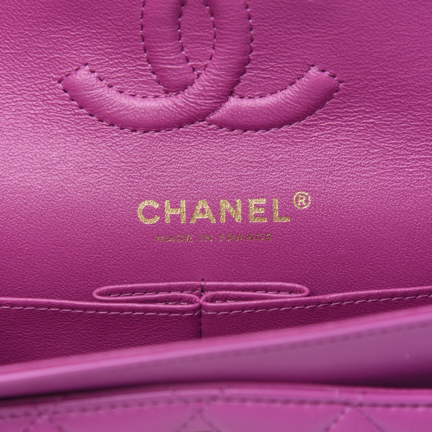Lambskin Quilted Small Double Flap Purple