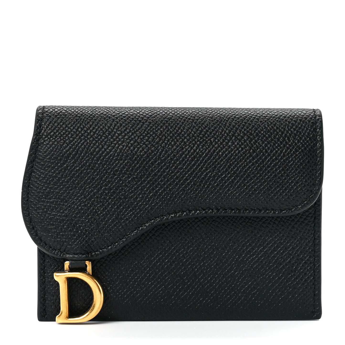Grained Calfskin Saddle 5-Gusset Card Holder Black