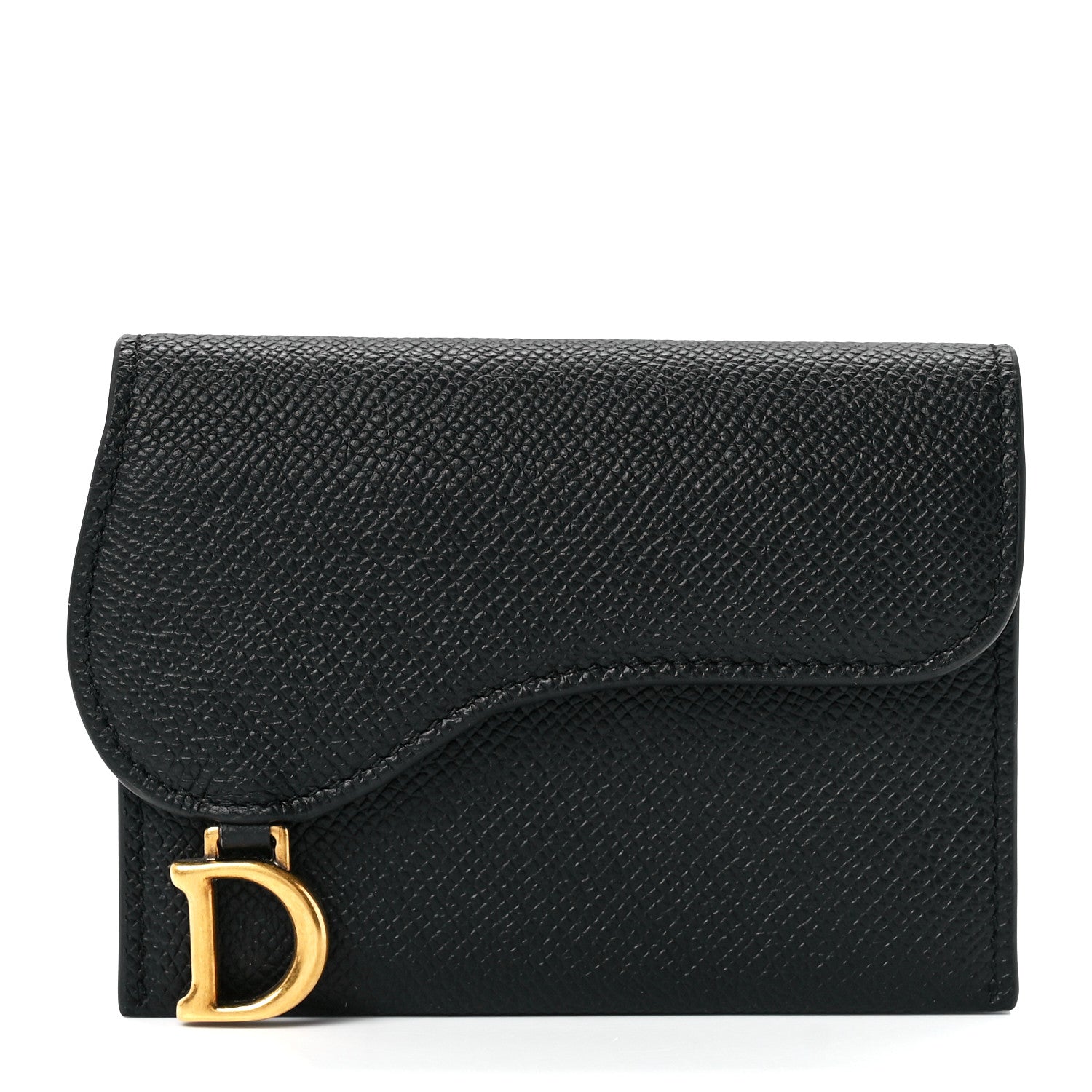 Christian Dior Grained Calfskin Saddle 5-Gusset Card Holder Black 1 of 11