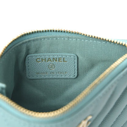 Chanel Caviar Chevron Quilted Small Cosmetic Case Green 6 of 8