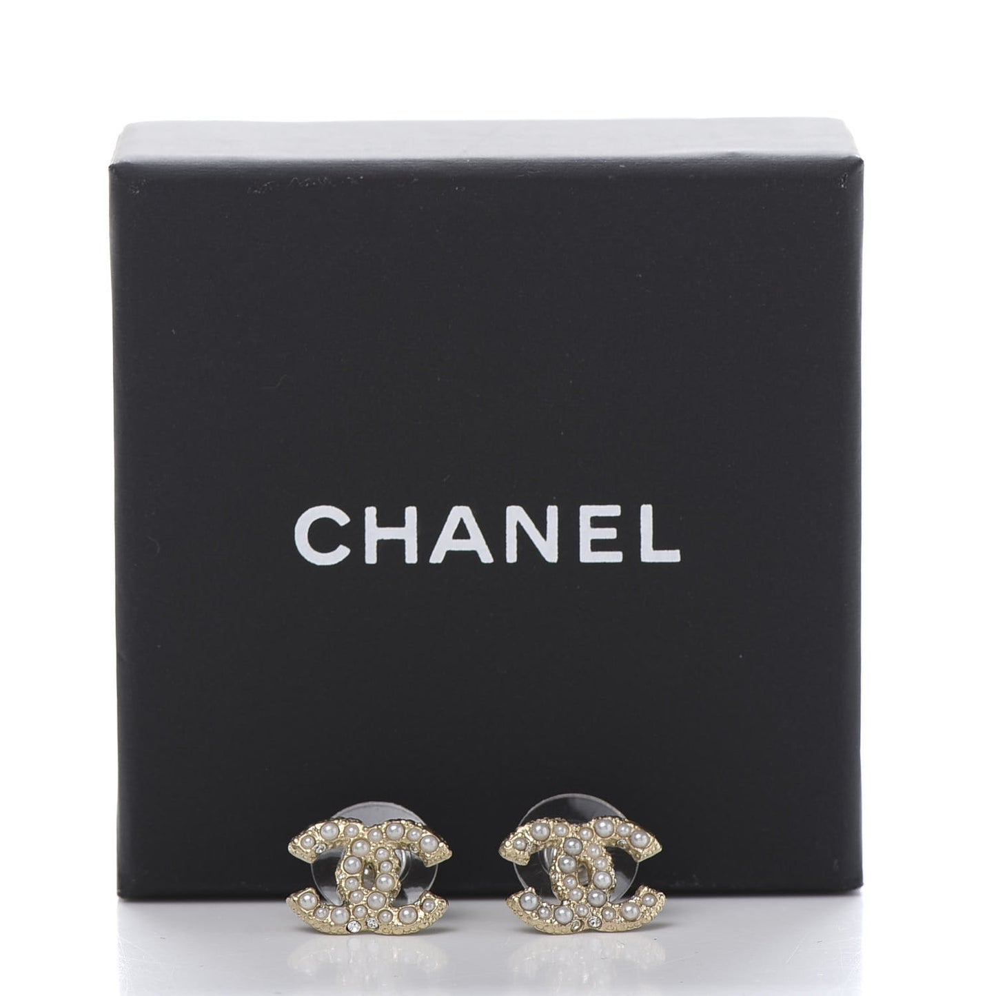 Metal Graduated Pearl Crystal CC Earrings Light Gold