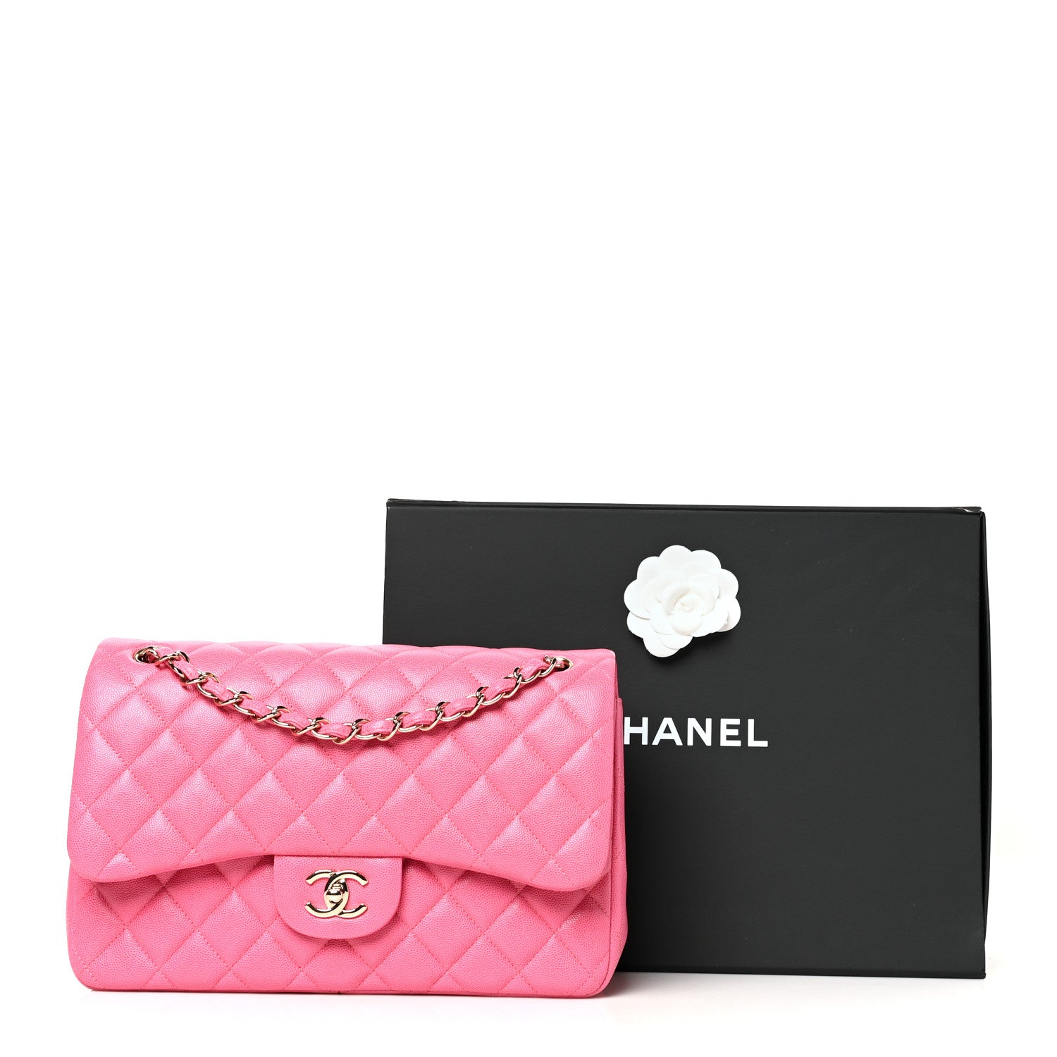 Chanel Caviar Quilted Jumbo Double Flap Pink 10 of 10