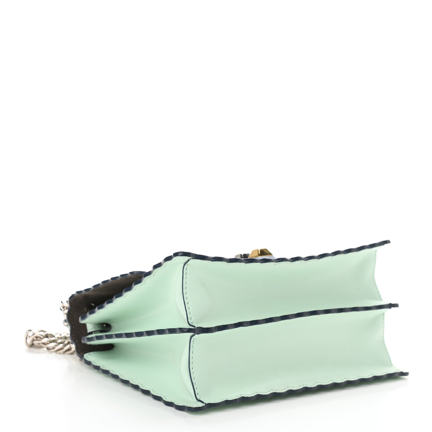 Vitello Liberty Scalloped Studded Small Kan I Shoulder Bag Fairy Green