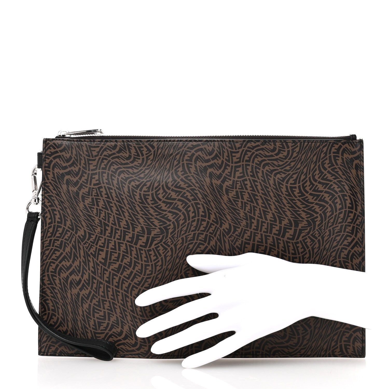 Fendi X SARAH COLEMAN Vitello Grace Light Micro FF Vertigo Embossed Flat Clutch Maya Black 2 of 7
