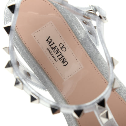 Valentino Garavani PVC Jelly Glitter Rockstud Caged Sandals 38 SIlver 8 of 10