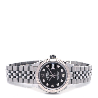 Rolex Stainless Steel 18K White Gold Diamond 28mm Oyster Perpetual Datejust Watch Black 279174 2 of 5