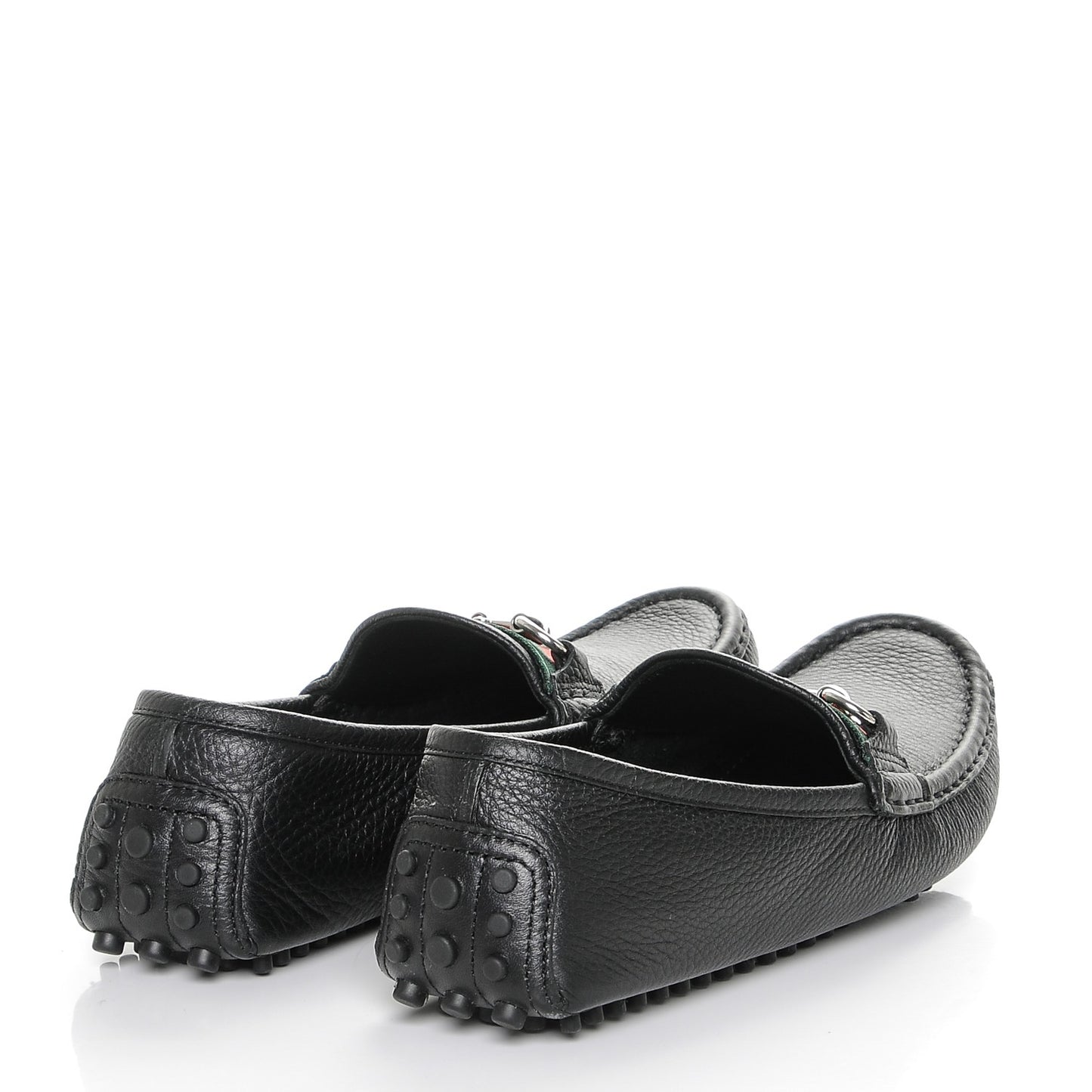 Road Calfskin Web Womens Horsebit Driver Loafers 38 Black