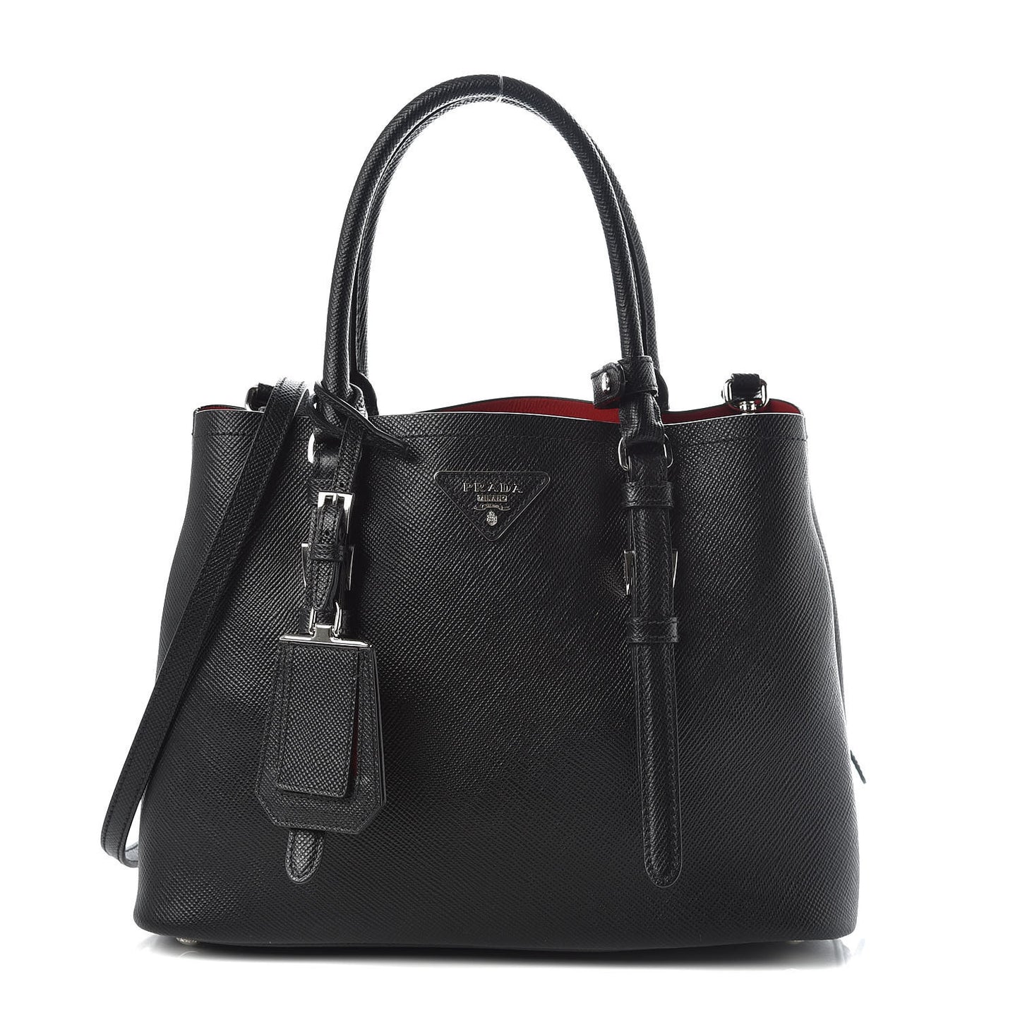 Saffiano Cuir Small Double Handle Tote Black Fuoco