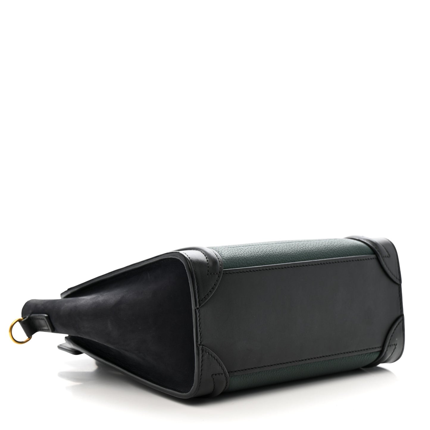 Grained Baby Calfskin Nubuck Nano Bi-Color Luggage Dark Green Navy