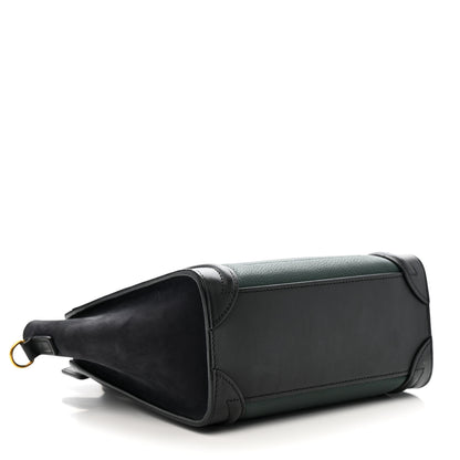Celine Grained Baby Calfskin Nubuck Nano Bi-Color Luggage Dark Green Navy 4 of 14