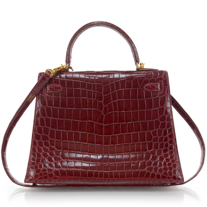 Hermes Shiny Niloticus Crocodile Kelly 28 Rouge H 4 of 10