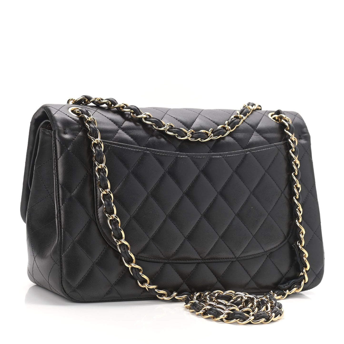 Lambskin Quilted Jumbo Double Flap Black