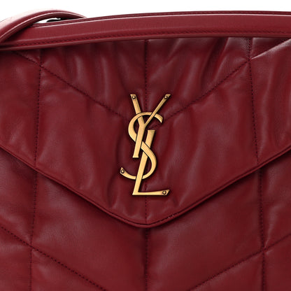Saint Laurent Lambskin Quilted Medium Loulou Puffer Monogram Chain Satchel Opyum Red 8 of 11