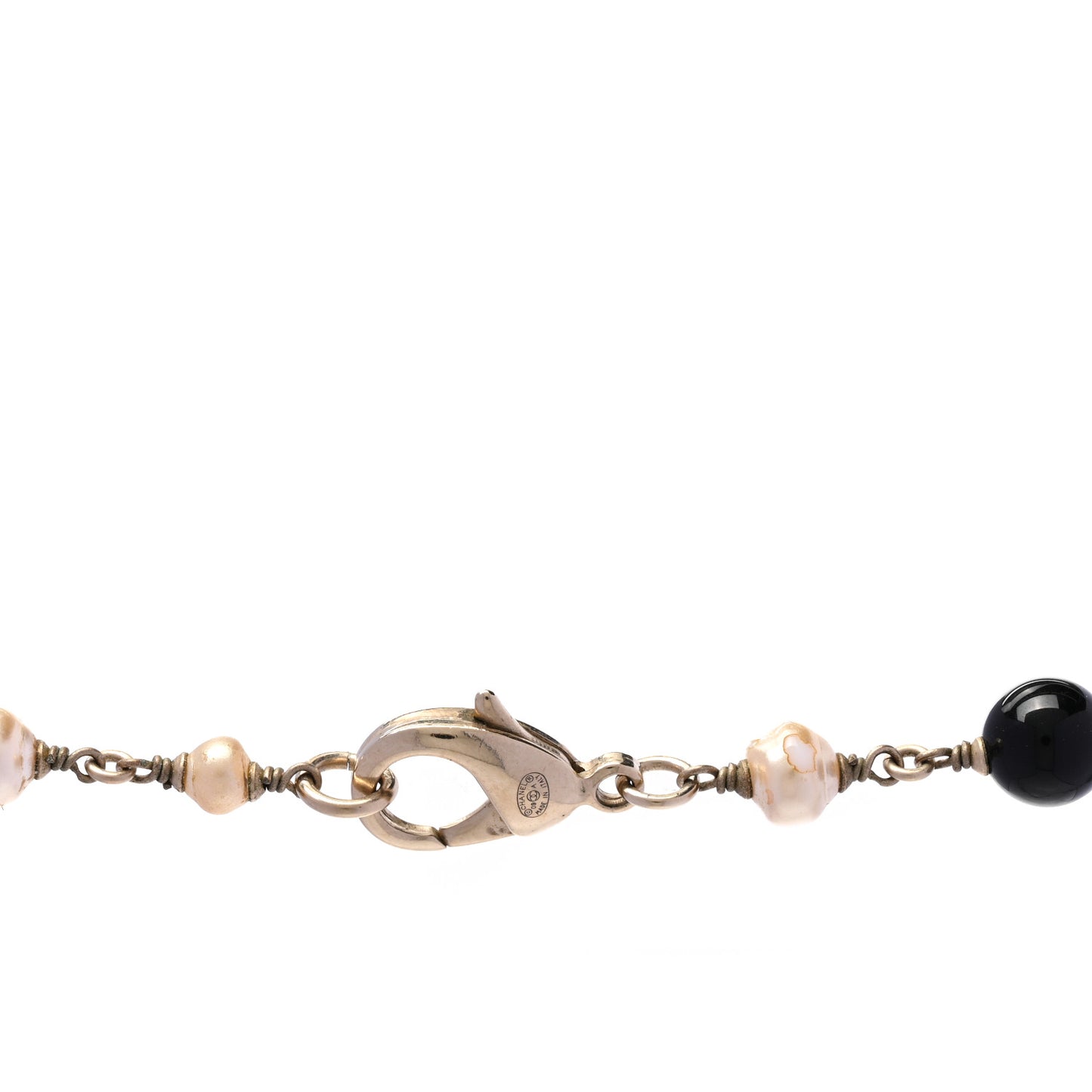 Pearl Crystal Baguette Beaded Wing Long Necklace Black Gold