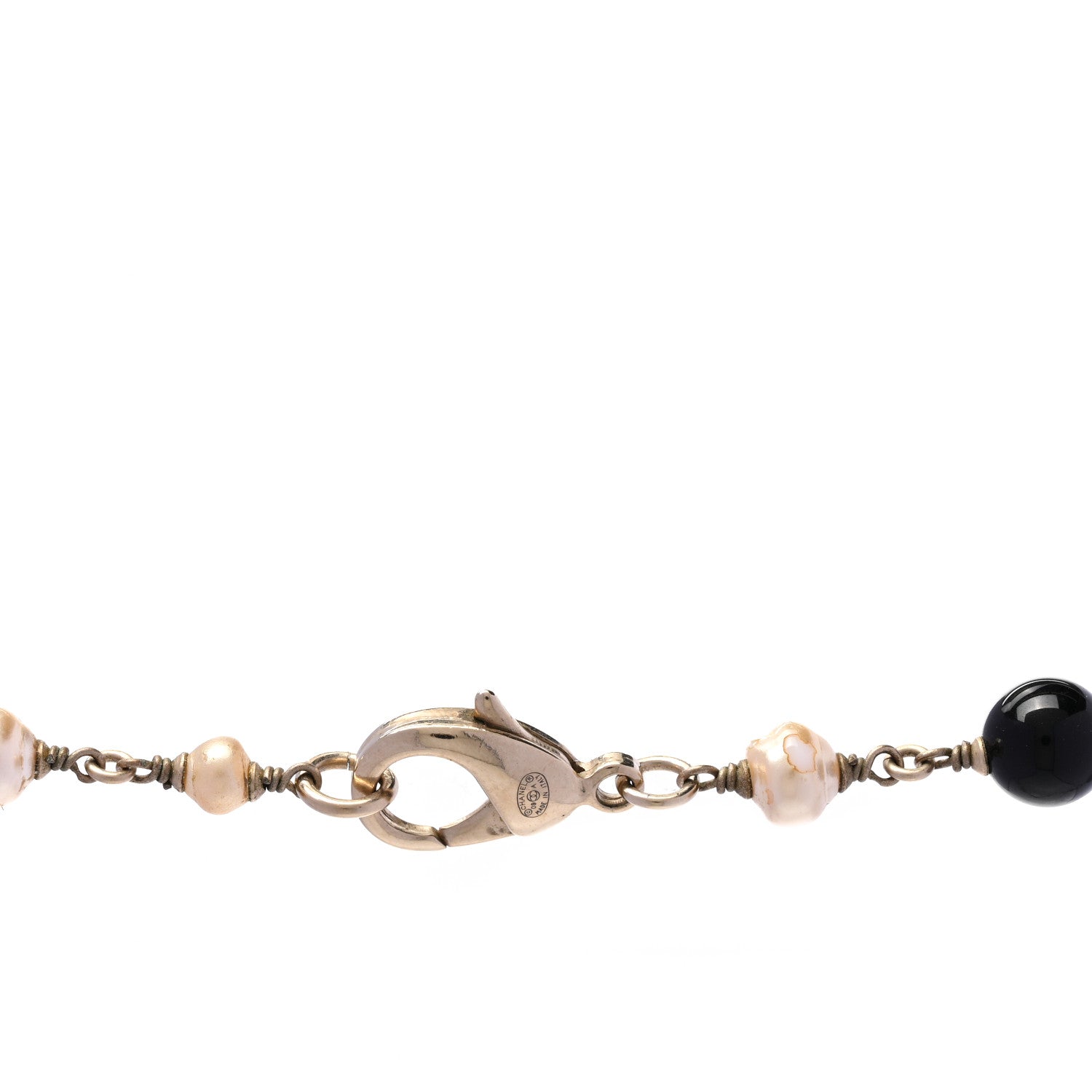 Chanel Pearl Crystal Baguette Beaded Wing Long Necklace Black Gold 5 of 5