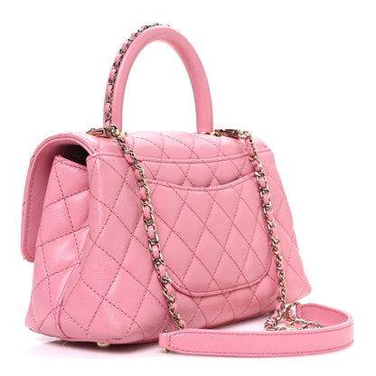 Chanel Caviar Quilted Mini Coco Chain Handle Flap Pink 3 of 11
