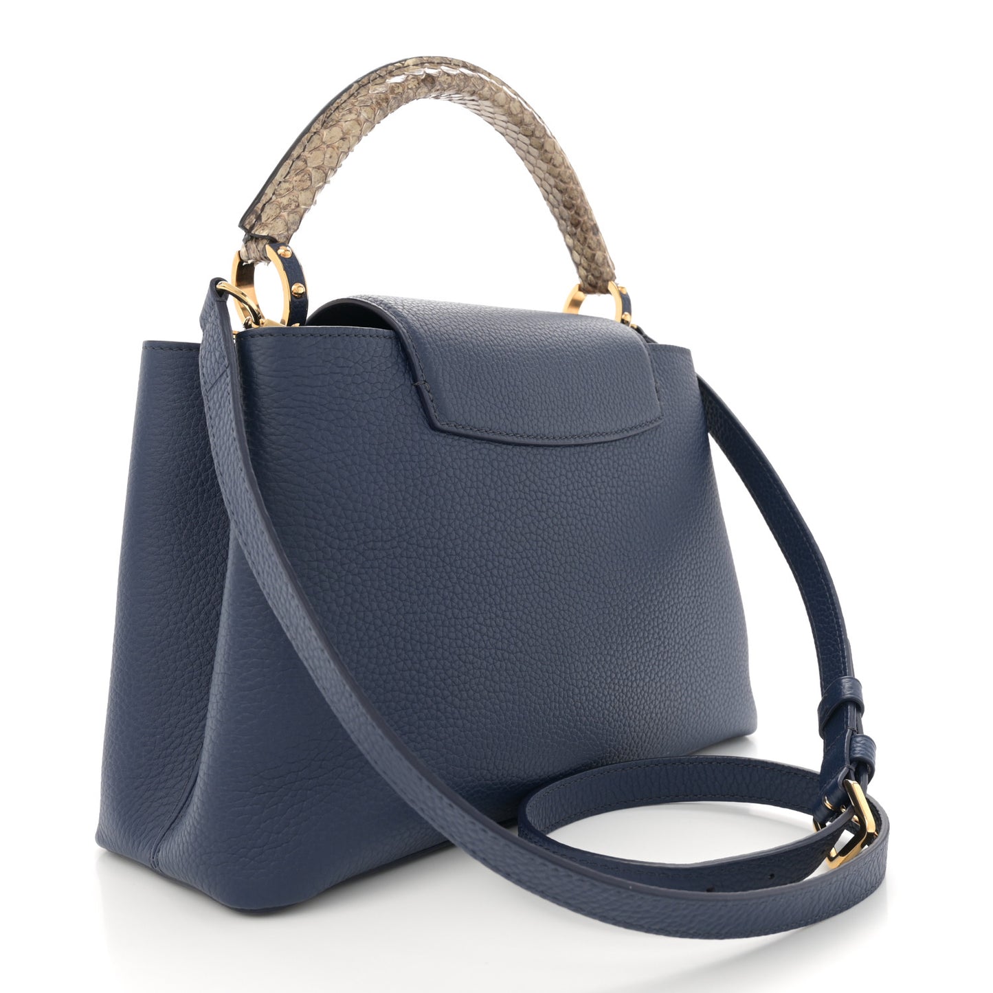 Taurillon Snakeskin Capucines MM Blue