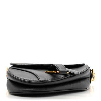 Christian Dior Grained Calfskin Mini Saddle Bag With Strap Black 4 of 12
