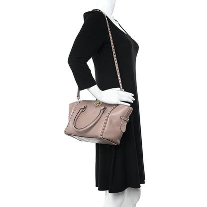Valentino Garavani Vitello Small Rockstud Double Handle Tote Poudre 2 of 12