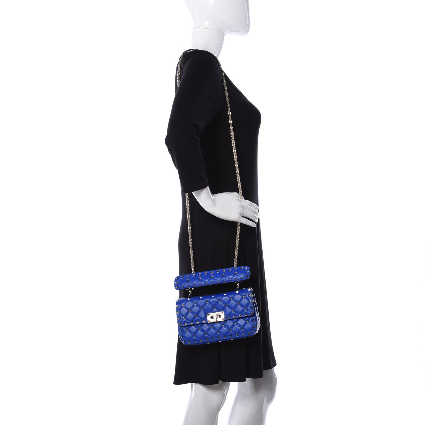 Nappa Small Rockstud Spike Shoulder Bag Acid Blue