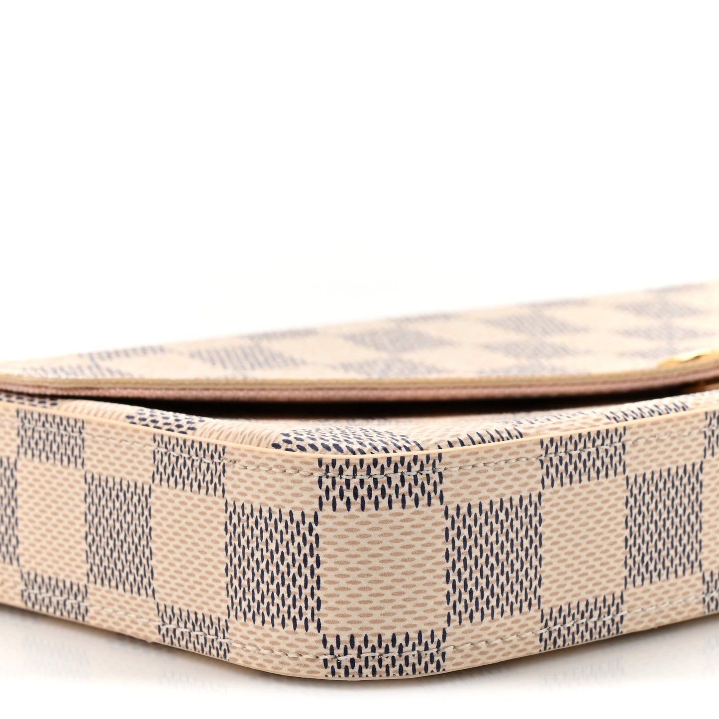 Damier Azur Pochette Felicie Chain Wallet Rose Ballerine