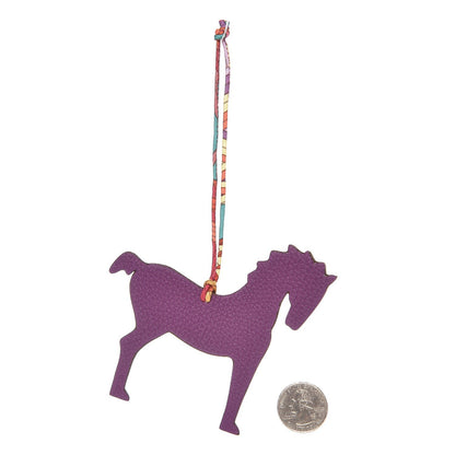 Hermes Epsom Togo Petit H Horse Bag Charm Violet Rubis 2 of 3