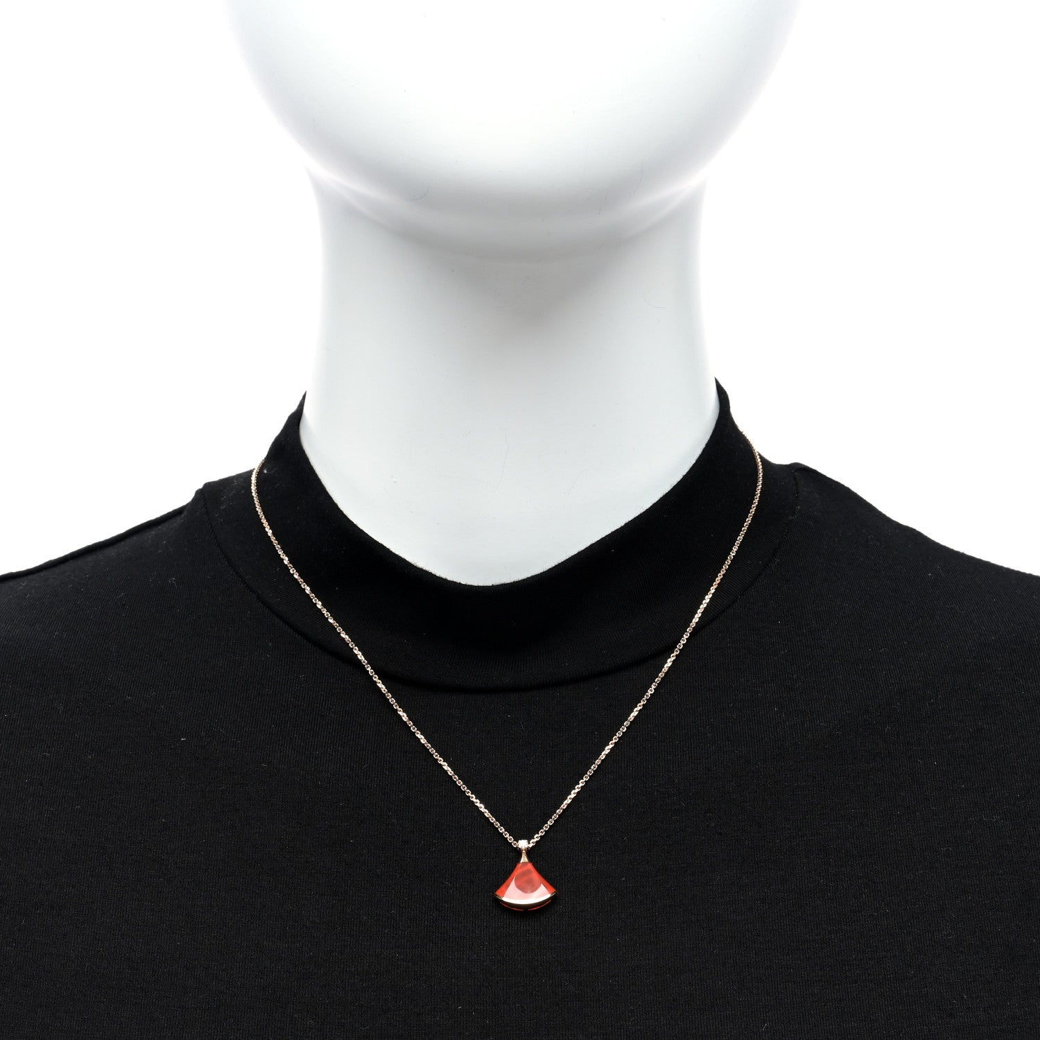 Bulgari 18K Rose Gold Diamond Carnelian Divas' Dream Pendant Necklace 2 of 5