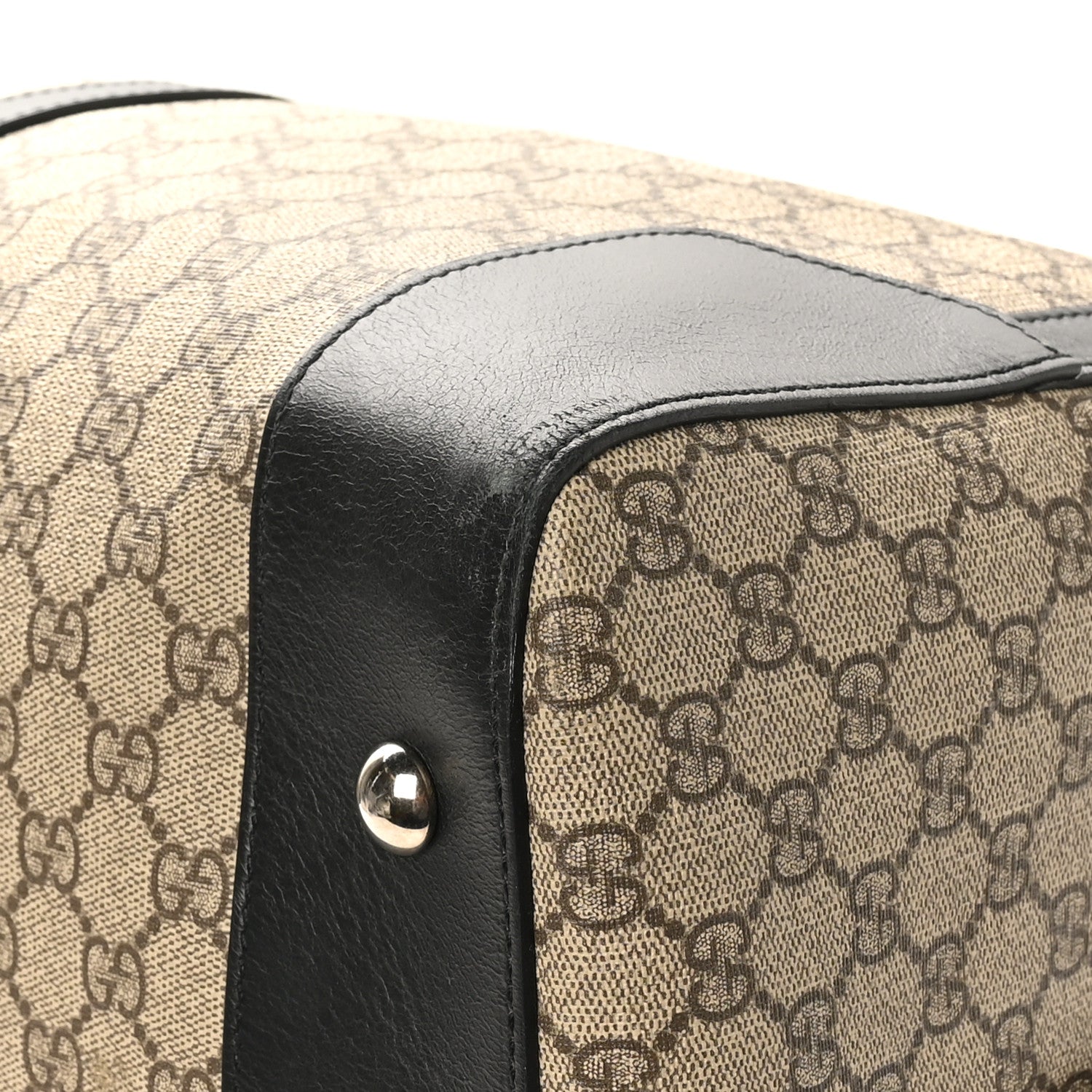Gucci GG Supreme Monogram Selleria Calfskin Large Duffle Beige Ebony Black 9 of 13