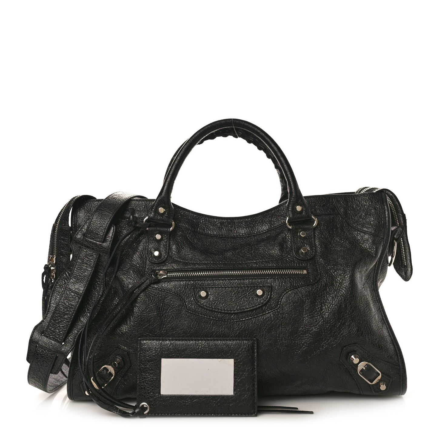 Chevre Silver Metallic Edge Hardware City Black