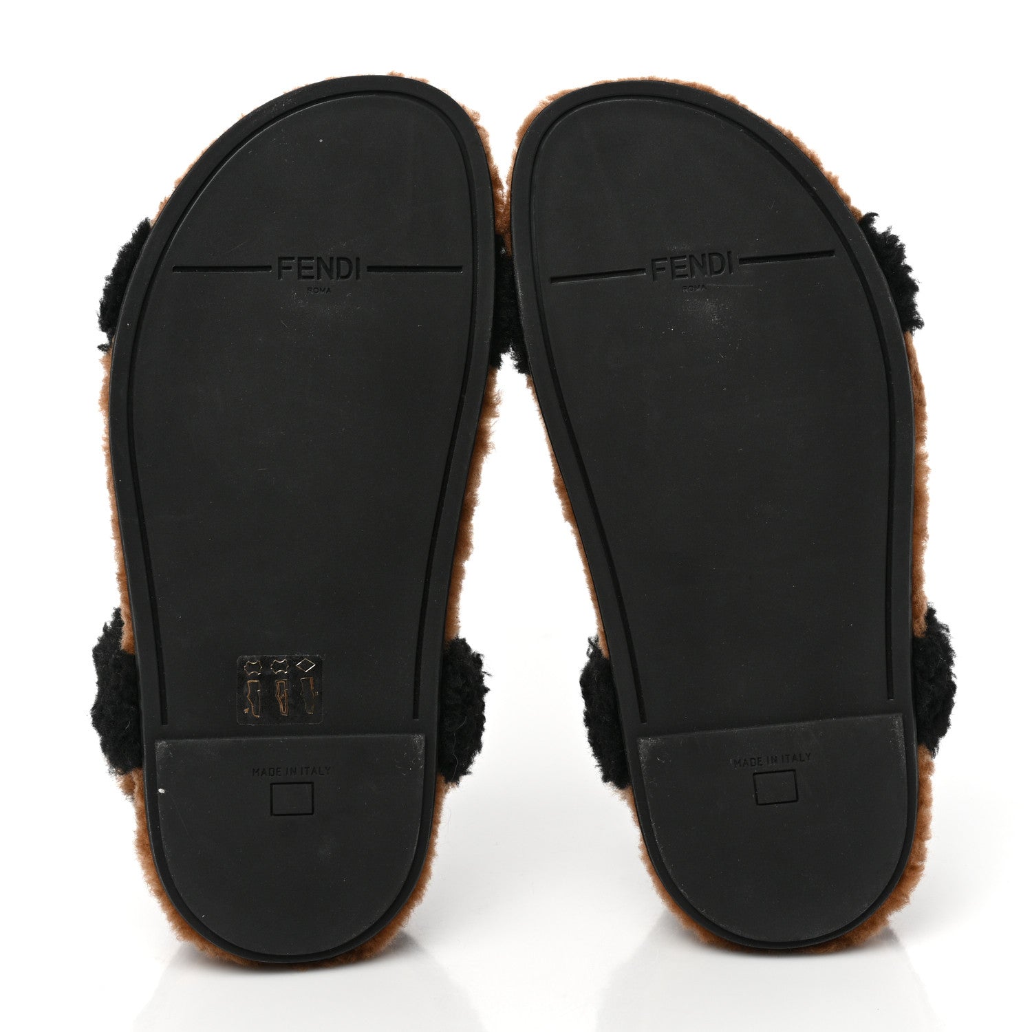 Fendi Shearling FF Fendi Feel Sandals 38.5 Tobacco Black 5 of 8