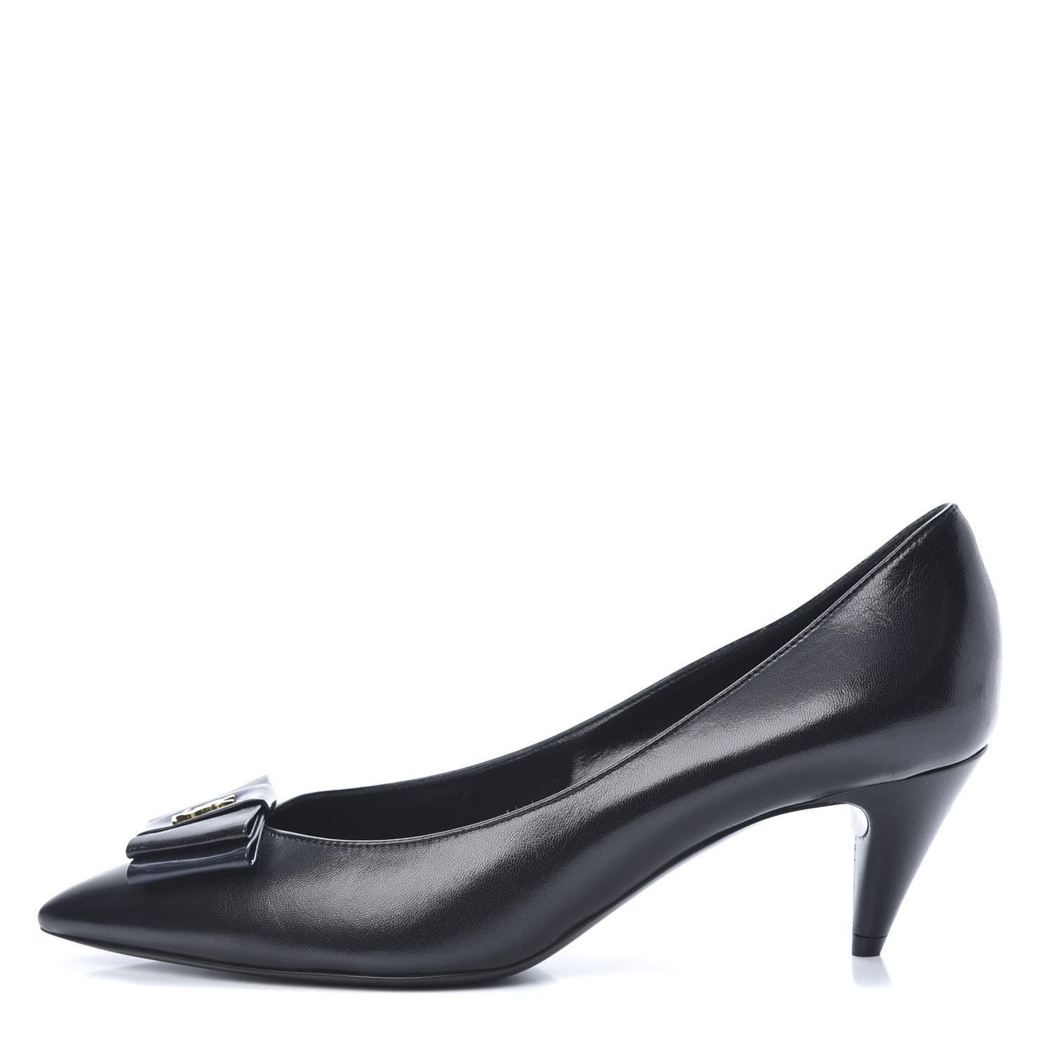 Saint Laurent Calfskin Bow Anais Pumps 37 Black 1 of 8