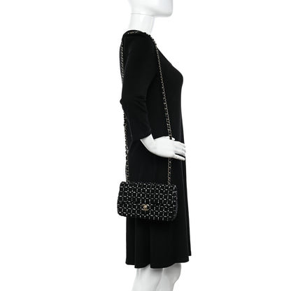 Chanel Wool Tweed Quilted Mini Rectangular Flap Black White 3 of 11