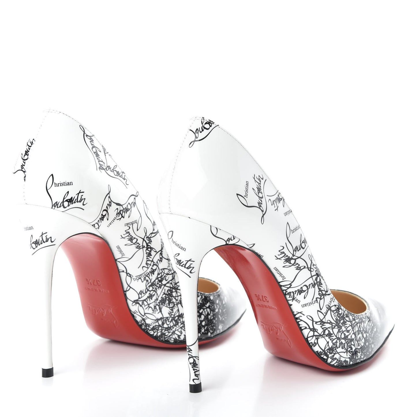 Patent Degraloubi Printed Pigalle Follies 100 Pumps 37.5 Black