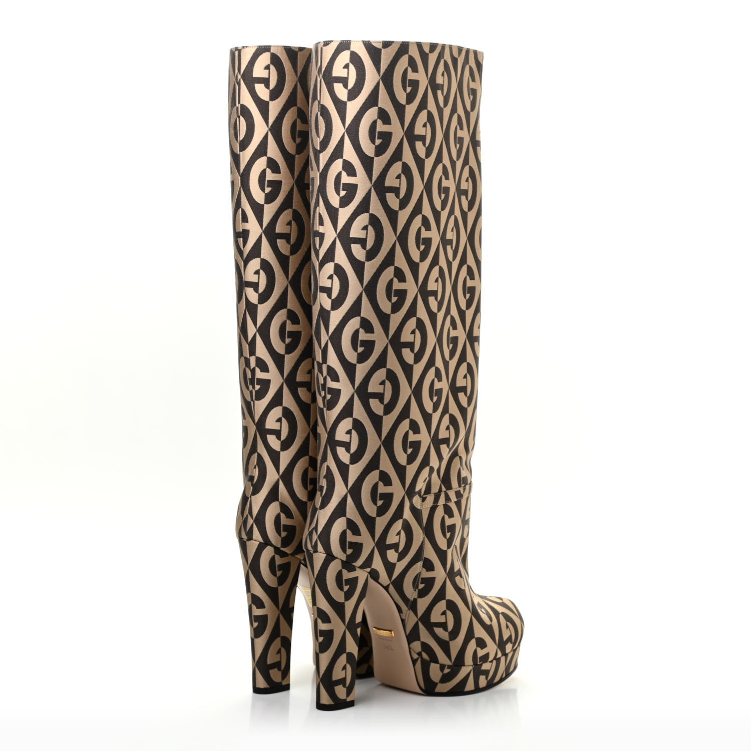 Gucci Fabric G Rhombus Print Platform Boots 38.5 Beige Cocoa 4 of 7