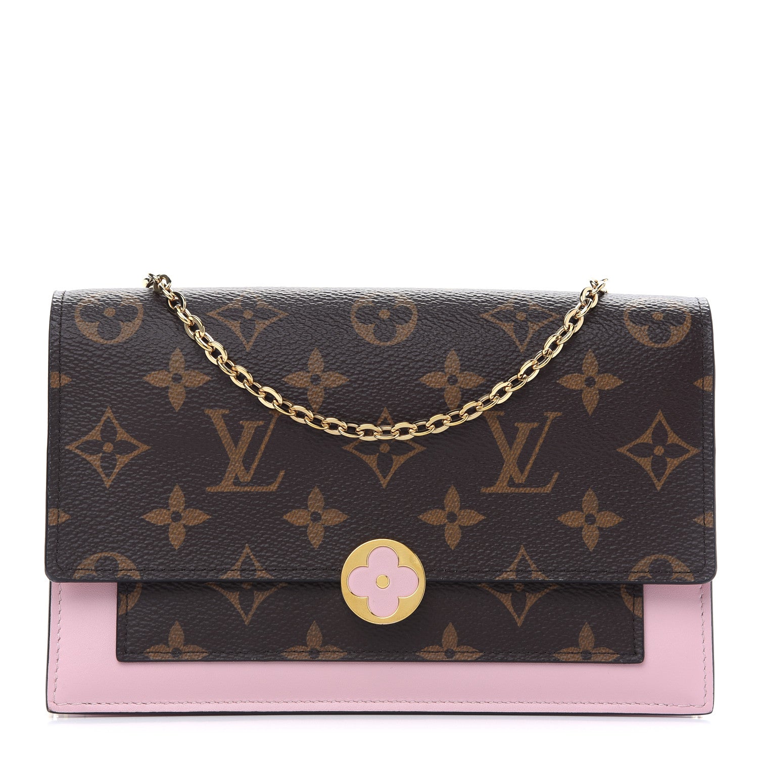 Louis Vuitton Monogram Flore Chain Wallet Rose Ballerine 1 of 8