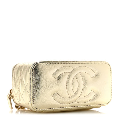 Chanel Metallic Caviar Quilted Trendy Handle Slim Vanity Gold 4 of 11