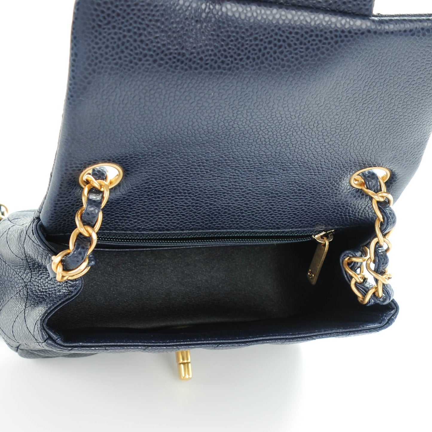 Caviar Quilted Mini Square Flap Navy