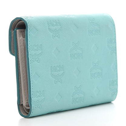 MCM Calfskin Ottomar Monogram Tri-Fold Wallet Pool Blue 3 of 7