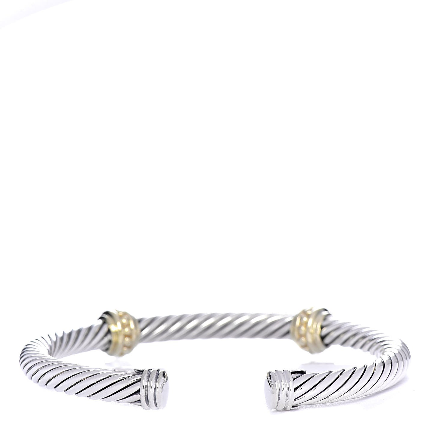 Sterling Silver 14K Yellow Gold 5mm Cable Classics Two Station Bracelet