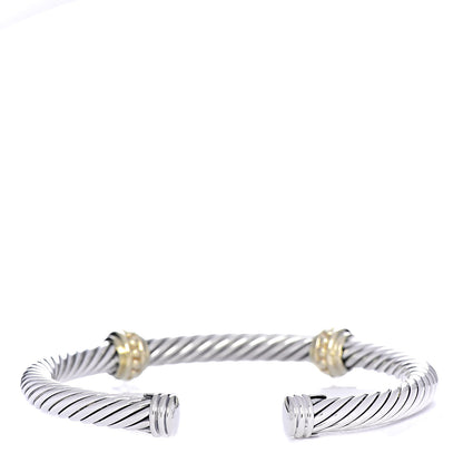 David Yurman Sterling Silver 14K Yellow Gold 5mm Cable Classics Two Station Bracelet 3 of 5